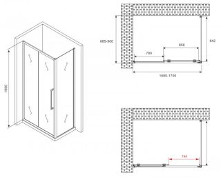 Душевой уголок ABBER Schwarzer Diamant AG30170BMH-S90BM 170x90см чёрный